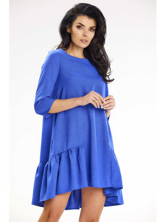 Awama Awama Sukienka letnia A648 Niebieski Basic Fit