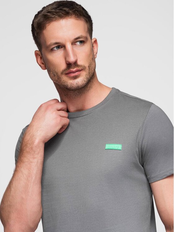 Ombre Ombre T-Shirt OM-TSCT-0151 Szary Regular Fit