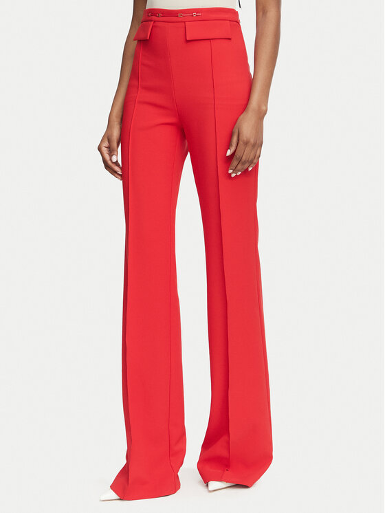 Elisabetta Franchi Elisabetta Franchi Bavlnené nohavice PA-196-66E2-V360 Červená Palazzo Fit