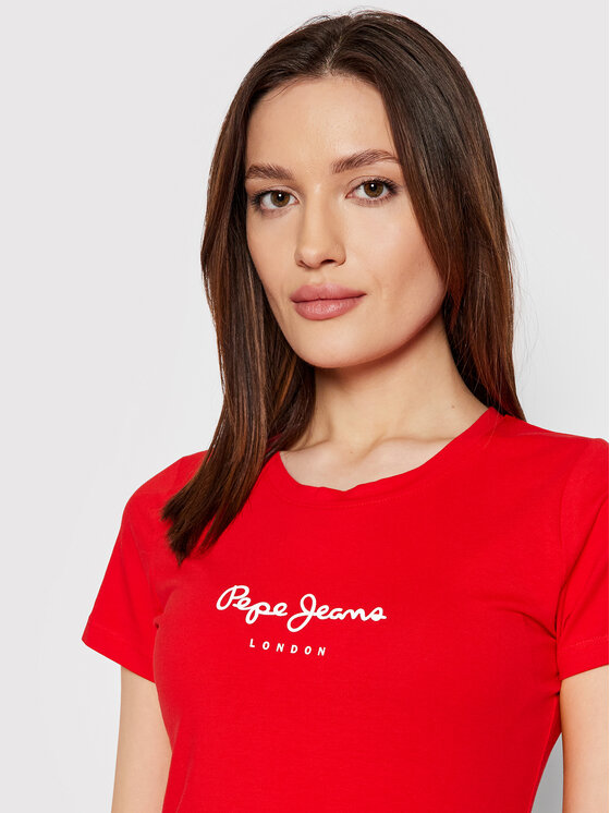 Pepe Jeans Pepe Jeans Tricou New Virginia PL505202 Roșu Slim Fit