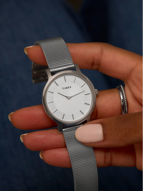 Timex Timex Zegarek TW2Y10200 Srebrny
