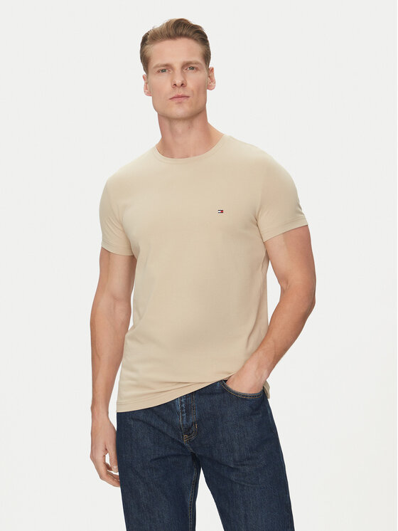 Tommy Hilfiger Tričko MW0MW10800 Béžová Slim Fit