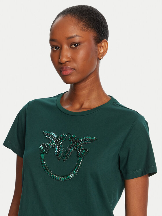 PINKO PINKO Тишърт Quentin 100535 A2RN Зелен Regular Fit