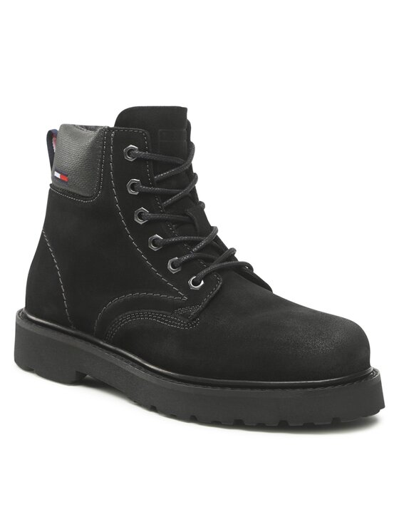 Męskie Trapery Tommy Jeans, Rozmiar 43, Czarne, Bran Short lace Up EM0EM01059