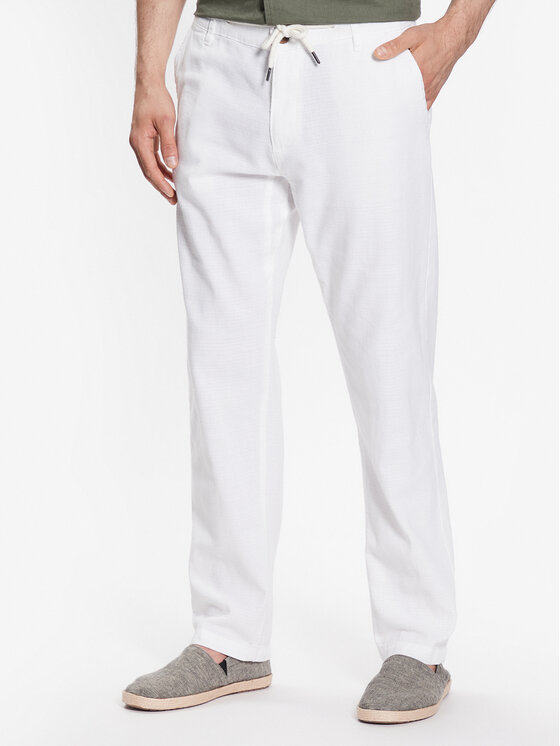 INDICODE INDICODE Pantaloni din material Clio 60-301 Alb Regular Fit