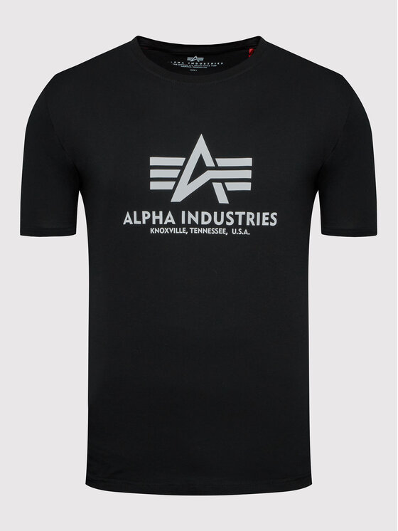 Alpha Industries Alpha Industries Tričko Basic Reflective Print 100501RP Čierna Regular Fit