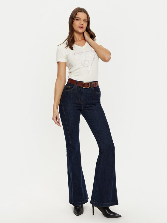 Guess Guess Tricou W5RI21 J1314 Écru Regular Fit
