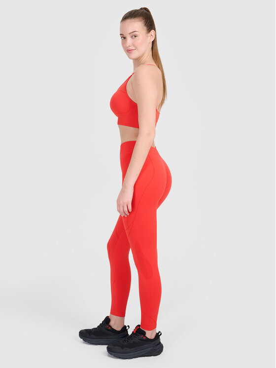 4F 4F Legginsy TRAINING SEAMLESS Czerwony Slim Fit