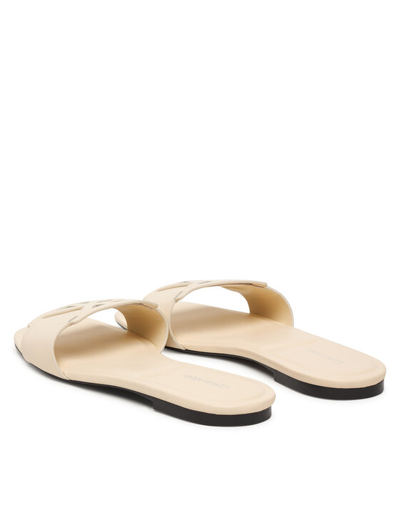 Calvin Klein Calvin Klein Şlapi Square Flat Sandal Emblem HW0HW03128 Écru