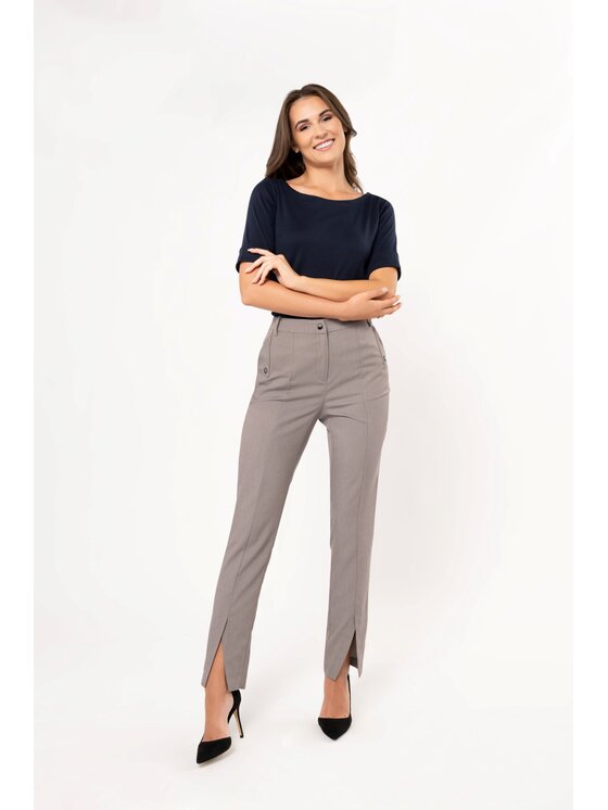 QUIOSQUE QUIOSQUE Dámské kalhoty 3Sm001 Šedá Regular Fit