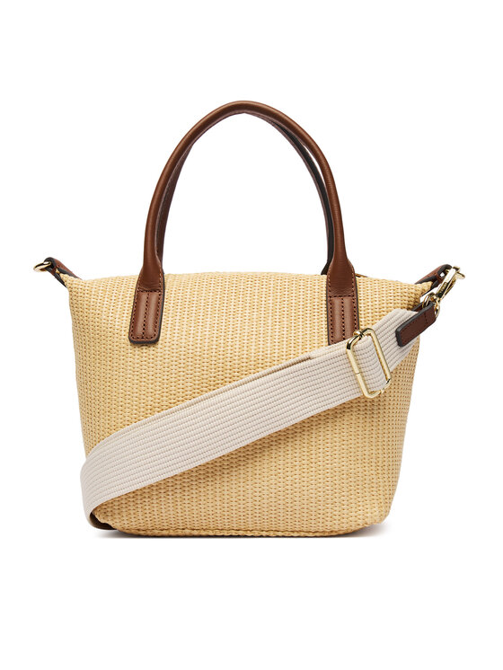 Tommy Hilfiger Tommy Hilfiger Torbica Popette Mini Tote Raffia AW0AW18523 Bež