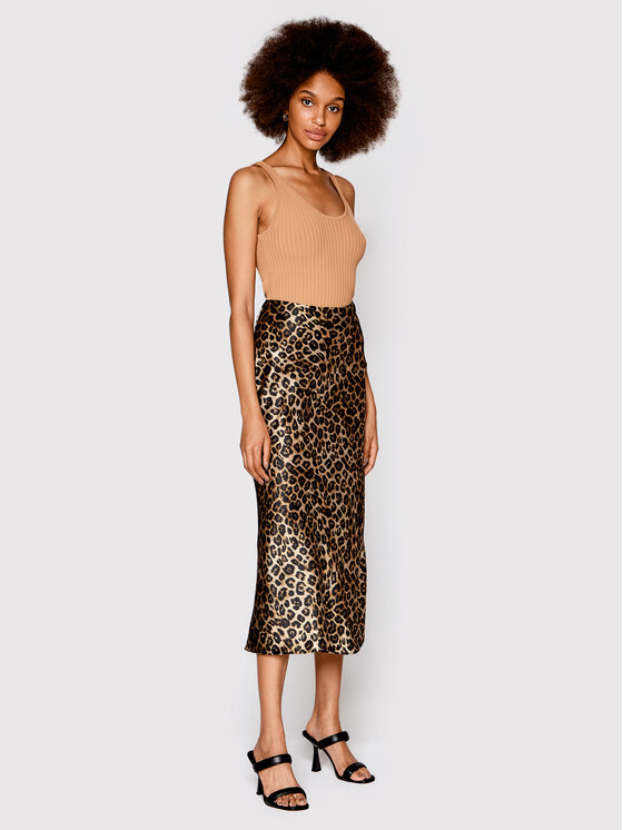 The Kooples The Kooples Midi sukně Leopard FJUP25027K Hnědá Regular Fit