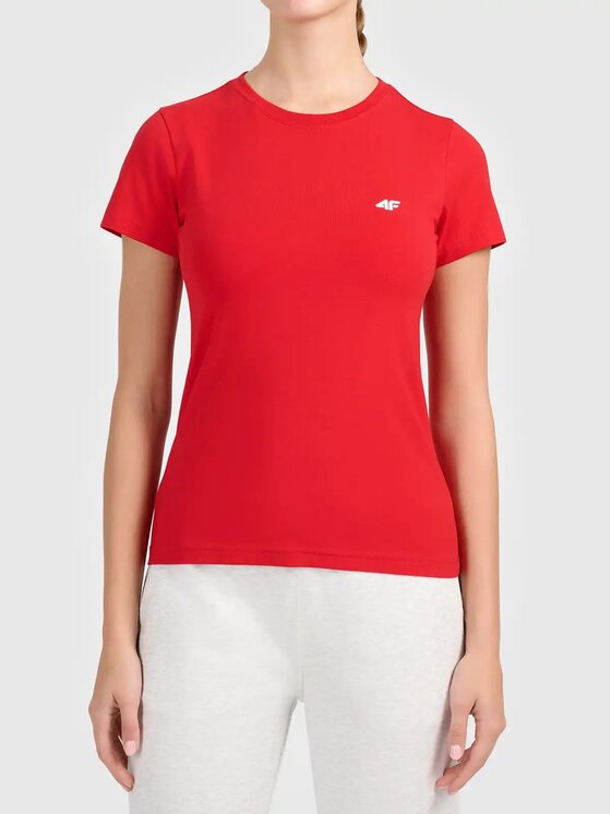4F 4F T-Shirt 4FWAW26TTSHF3500-62S Czerwony Slim Fit