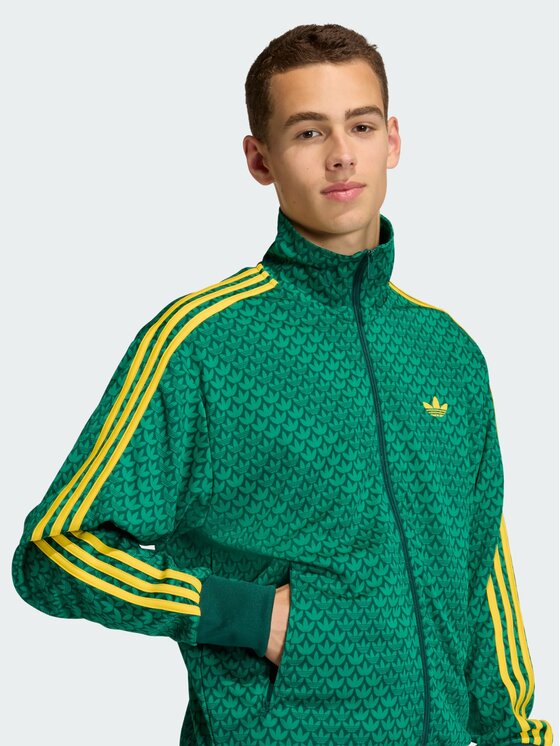 adidas adidas Bluza FIREBIRD LOOSE MONOGRAM Zielony Loose Fit