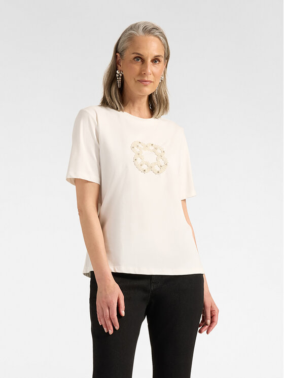 Elena Mirò Elena Mirò T-Shirt G043Z000693N011 Biały Regular Fit