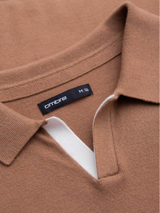 Ombre Ombre S dlouhým rukávem OM-POLS-0138 Světle hnědá Regular Fit