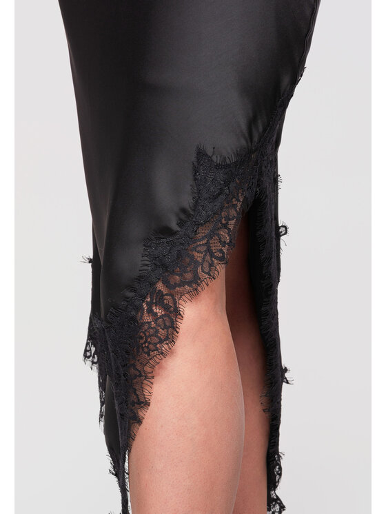 Ombre Ombre Spódnica midi OW-GL-E0003 Czarny A-Line Fit