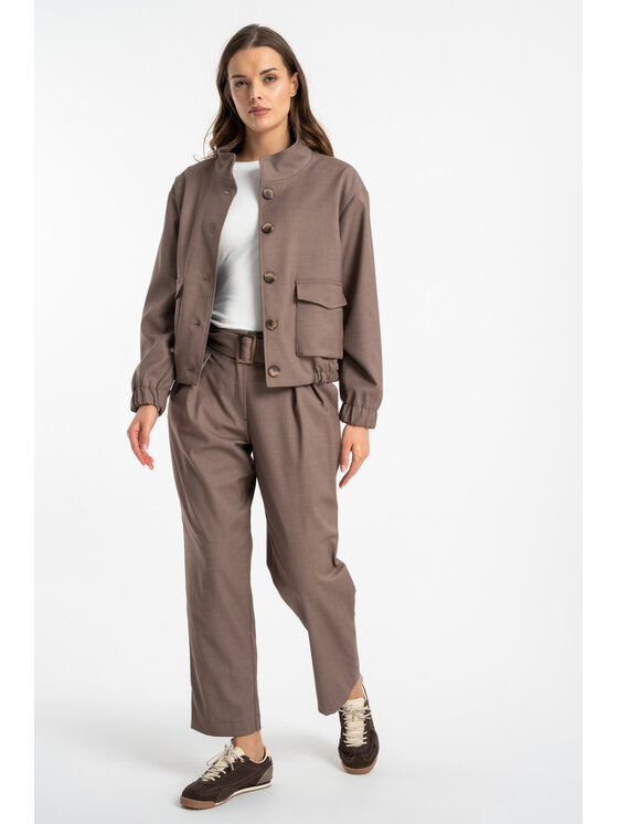 CLICK CLICK Kurtka przejściowa 71-0113 Brązowy Boxy Fit