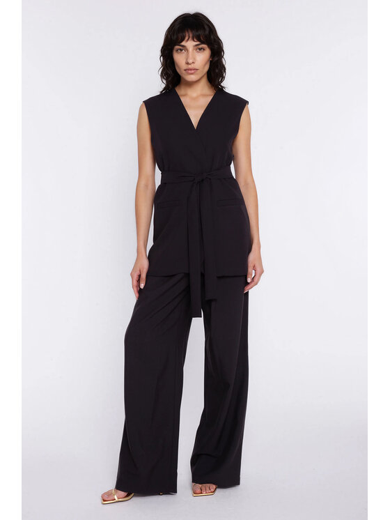 NIFE NIFE Kalhoty z materiálu SD138 Černá Modern Relaxed Fit