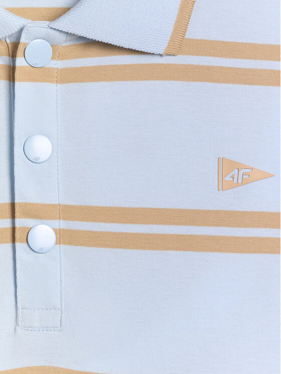 4F 4F Polo LAKESIDE ESCAPE Niebieski jasny Regular Fit