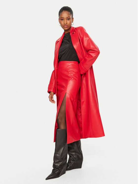 Bardot Bardot Fustă din piele 58855SB3 Roșu Slim Fit