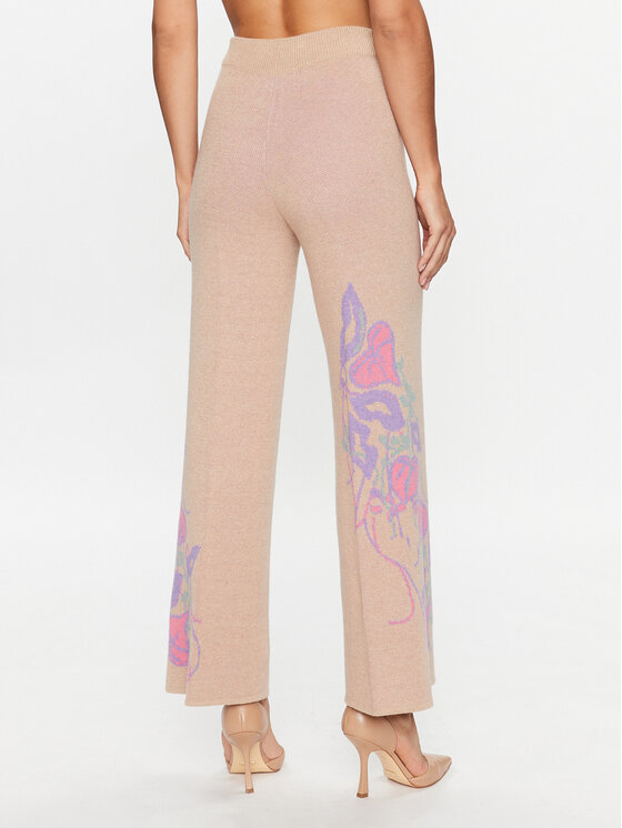 TWINSET TWINSET Pletene hlače 232TP3681 Bež Wide Leg