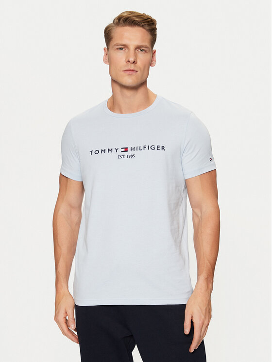 Tommy Hilfiger Tommy Hilfiger Majica Tommy Logo MW0MW11797 Svetlo modra Slim Fit