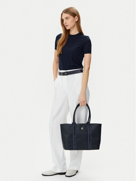 Tommy Hilfiger Tommy Hilfiger Torbica Th Logotape Tote AW0AW17198 Tamnoplava
