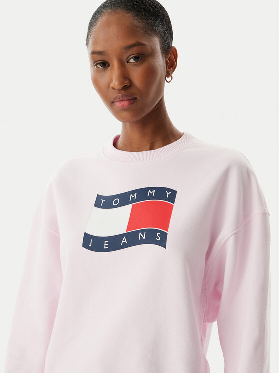 Tommy Jeans Tommy Jeans Mikina Wavy Flag DW0DW22742 Svetloružová Boxy Fit