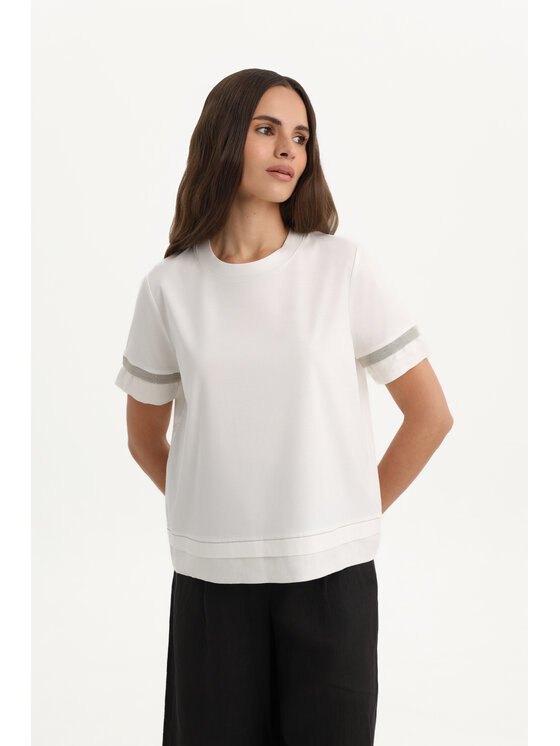 Deni Cler Milano Deni Cler Milano T-Shirt T-DC-T213-F2-10-11-1 Biały Regular Fit