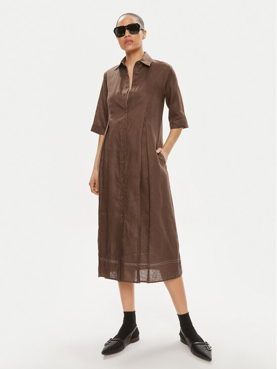 Max Mara Leisure Srajčna Obleka Nocino 2416221028 Rjava Relaxed Fit