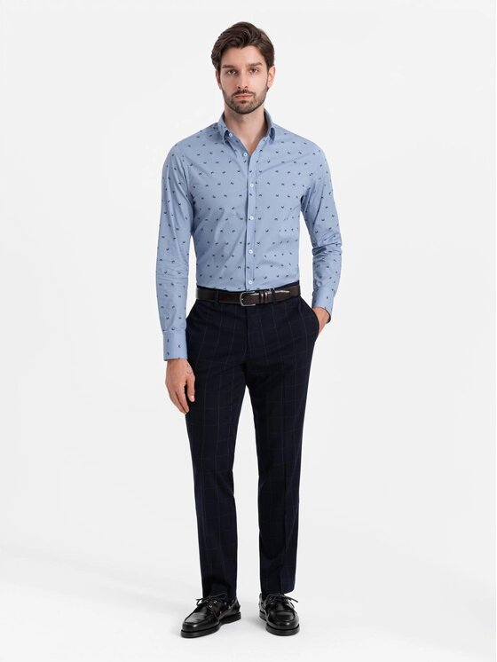 Ombre Ombre Košile OM-SHCS-0156 Světle modrá Regular Fit