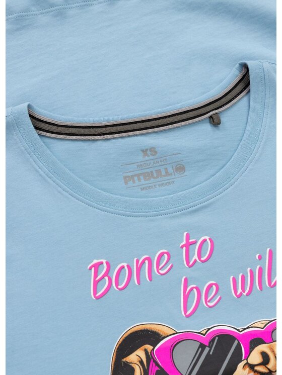 PITBULL PITBULL T-Shirt Koszulka damska SUNGLASSES DOG XS Błękitny Regular Fit