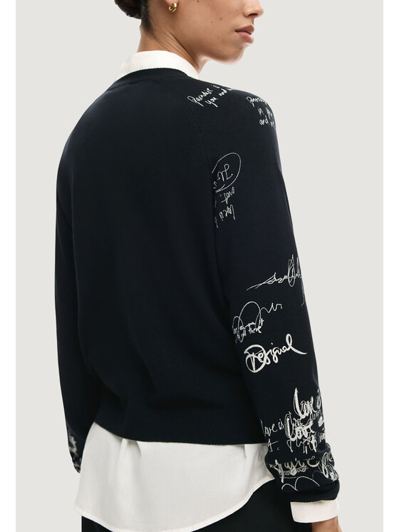 Desigual Desigual Πουλόβερ JERS_MARQUETTE Μαύρο Casual Fit