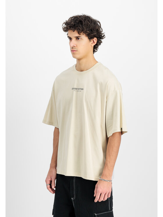 Alpha Industries Alpha Industries T-Shirt Studio Edition Backprint T-Shirt Beżowy Loose Fit
