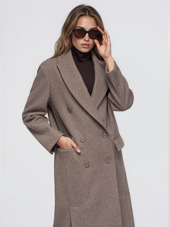 Ombre Ombre Płaszcz przejściowy OW-COLC-0130 Brązowy jasny Relaxed Fit
