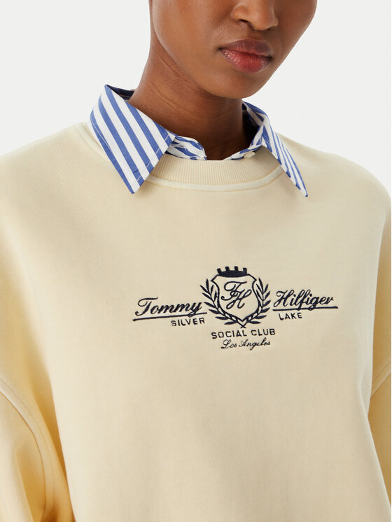 Tommy Hilfiger Tommy Hilfiger Majica dugih rukava Crest Embroidery WW0WW48733 Bež Relaxed Fit