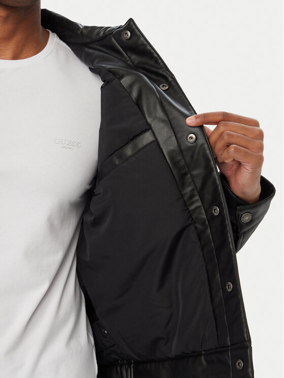 Guess Jeans Guess Jeans Jacke aus Kunstleder M6YL45 W3368 Schwarz Relaxed Fit