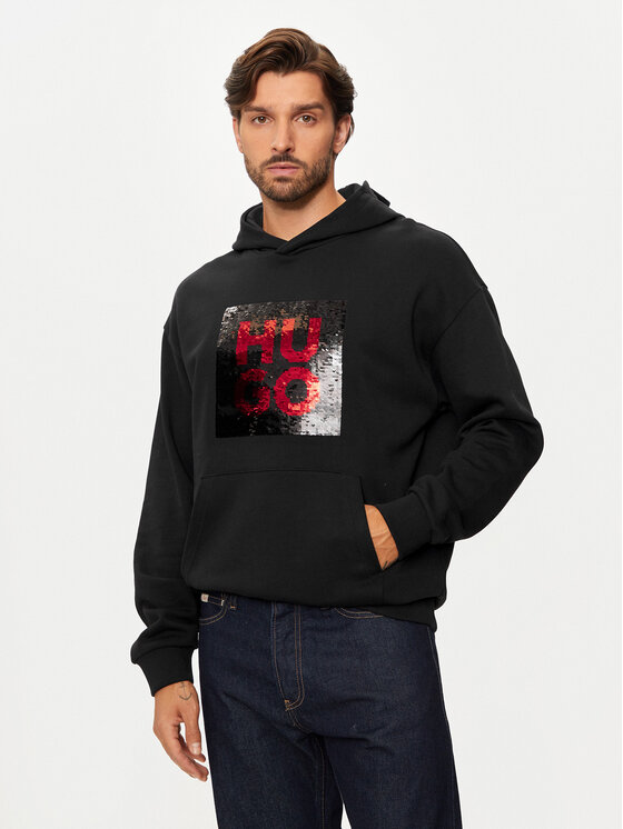 HUGO Hugo Majica dugih rukava Deseqino 50521506 Crna Relaxed Fit
