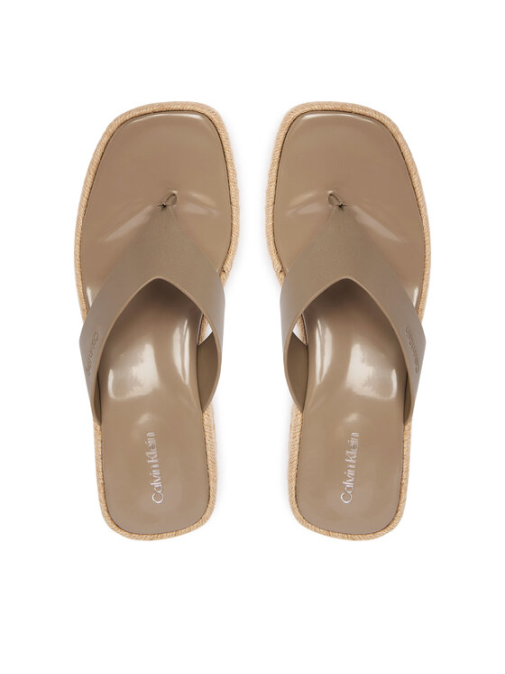 Calvin Klein Calvin Klein Čības uz pirksta Block Heel Espa 50 Thong Lth HW0HW02902 Brūns