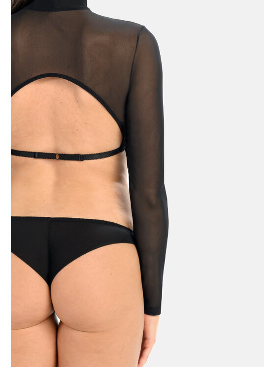Teyli Teyli Bluzka z odkrytymi plecami Nina Czarny Standard Fit