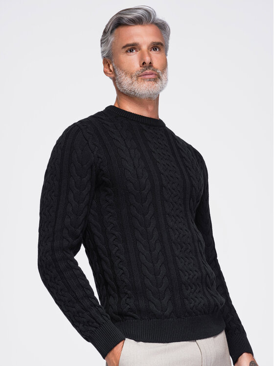 Ombre Ombre Sweter OM-SWSW-0191 Czarny Regular Fit