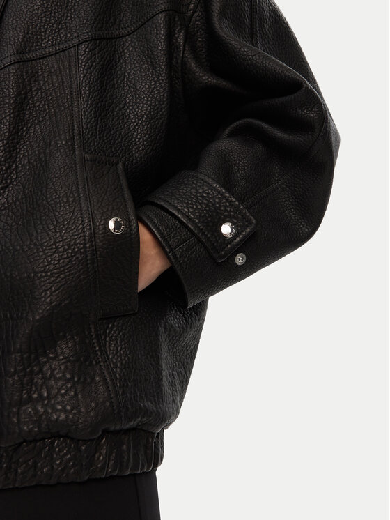 Dolce&Gabbana Dolce&Gabbana Geacă de piele F9S01L HULVN Negru Oversize