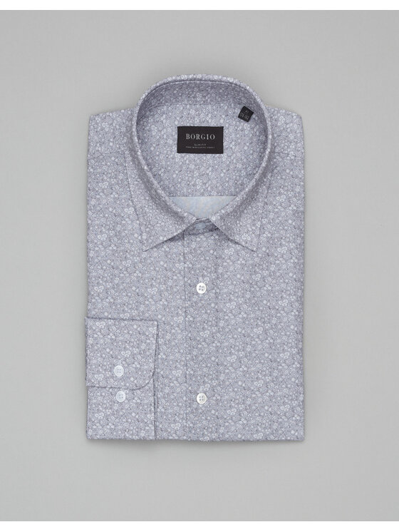 Borgio Borgio Koszula calimera 00659 Szary Slim Fit