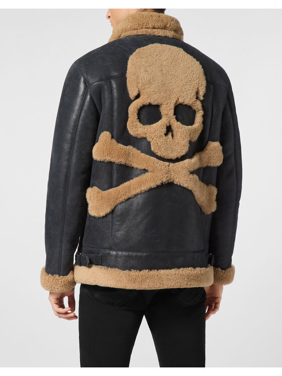PHILIPP PLEIN PHILIPP PLEIN Kurtka skórzana 11479 Czarny Fitted Fit