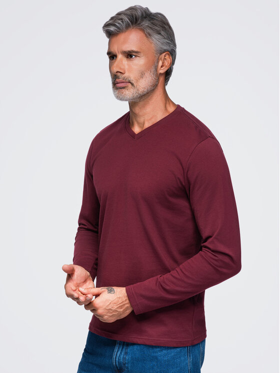 Ombre Ombre S dlouhým rukávem OM-LSBL-0143 Bordó Regular Fit