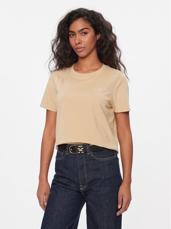 Tommy Hilfiger T-shirt 1985 WW0WW37877 Beige Regular Fit, taglia : XXS