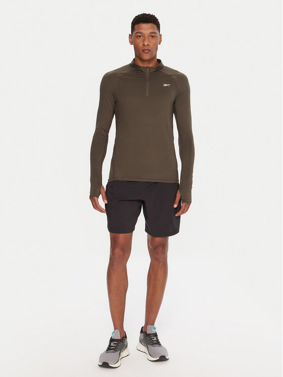 Reebok Reebok Koszulka techniczna RK25177CCM Khaki Regular Fit