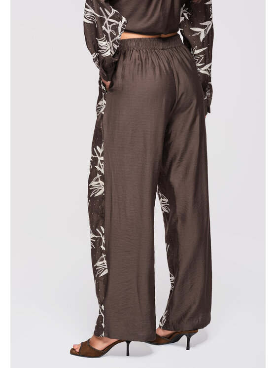 Ombre Ombre Spodnie materiałowe OW-PA-E0005 Brązowy Relaxed Fit