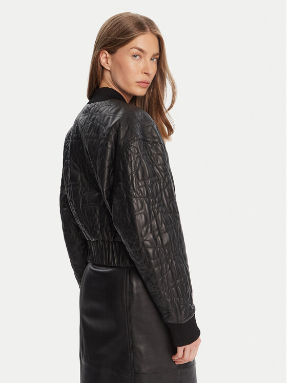 HUGO HUGO Geacă de piele Lesana 50542331 Negru Relaxed Fit